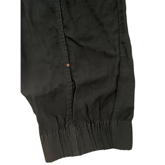 Womens Black Drawstring Elastic Waist Cotton Joggers Size L Comfort Stretch Rela - Picture 2 of 8